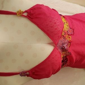 Victoria's secret y2k style dress. Floral embroidery. Pink